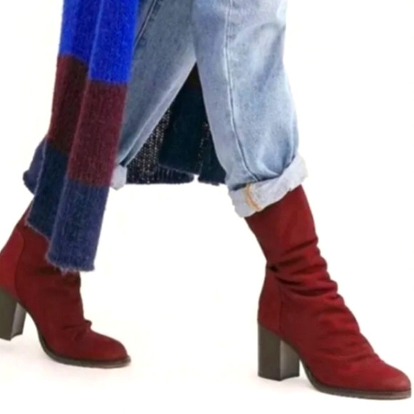Free People Elle Burgundy/red heel boots Size 11 - Picture 1 of 16